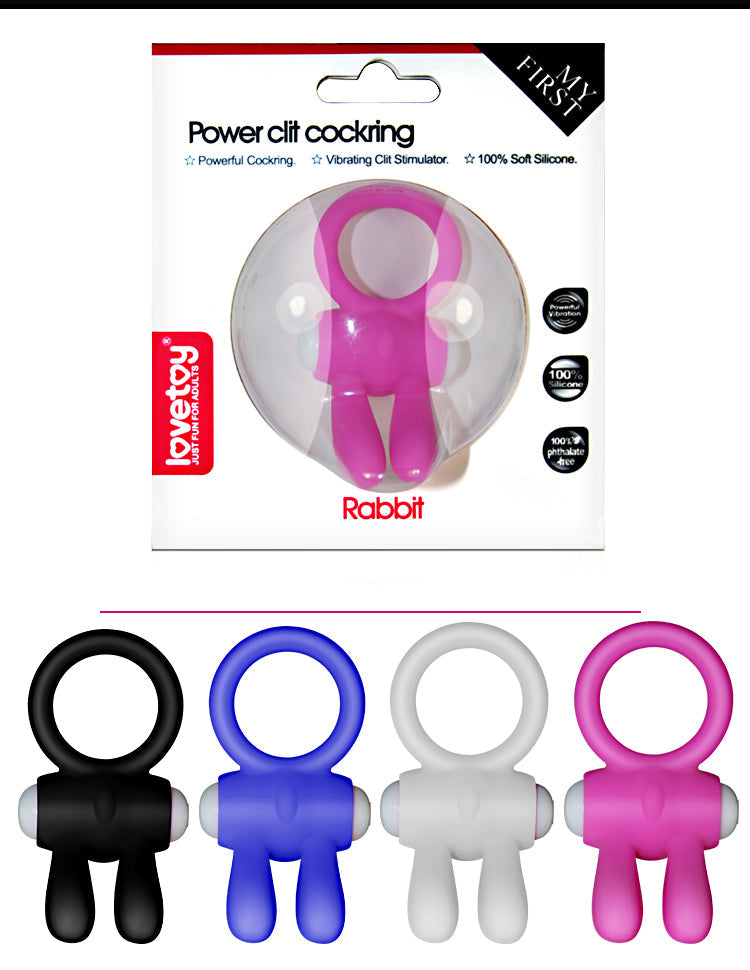 Power Clit Cockring Rabbit BLK
