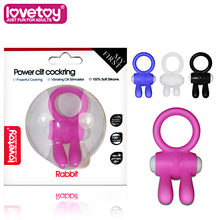 Power Clit Cockring Rabbit BLK